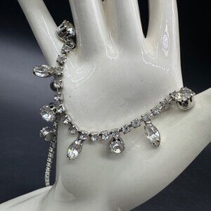 Vintage Rhinestone Necklace Adjustable Length Mid Century Glamorous Sparkle